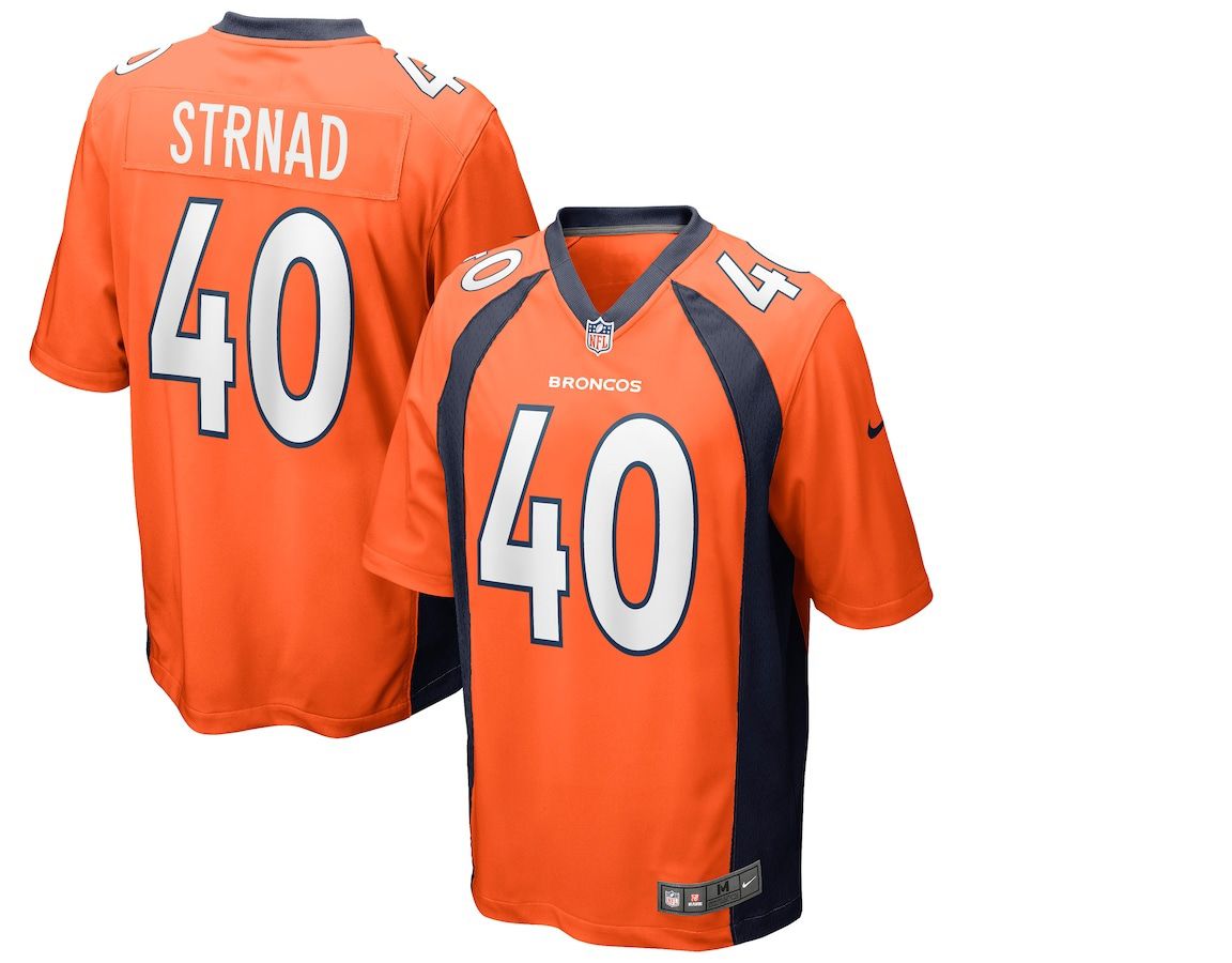 Men Denver Broncos #40 Justin Strnad Nike Orange Game NFL Jersey->denver broncos->NFL Jersey